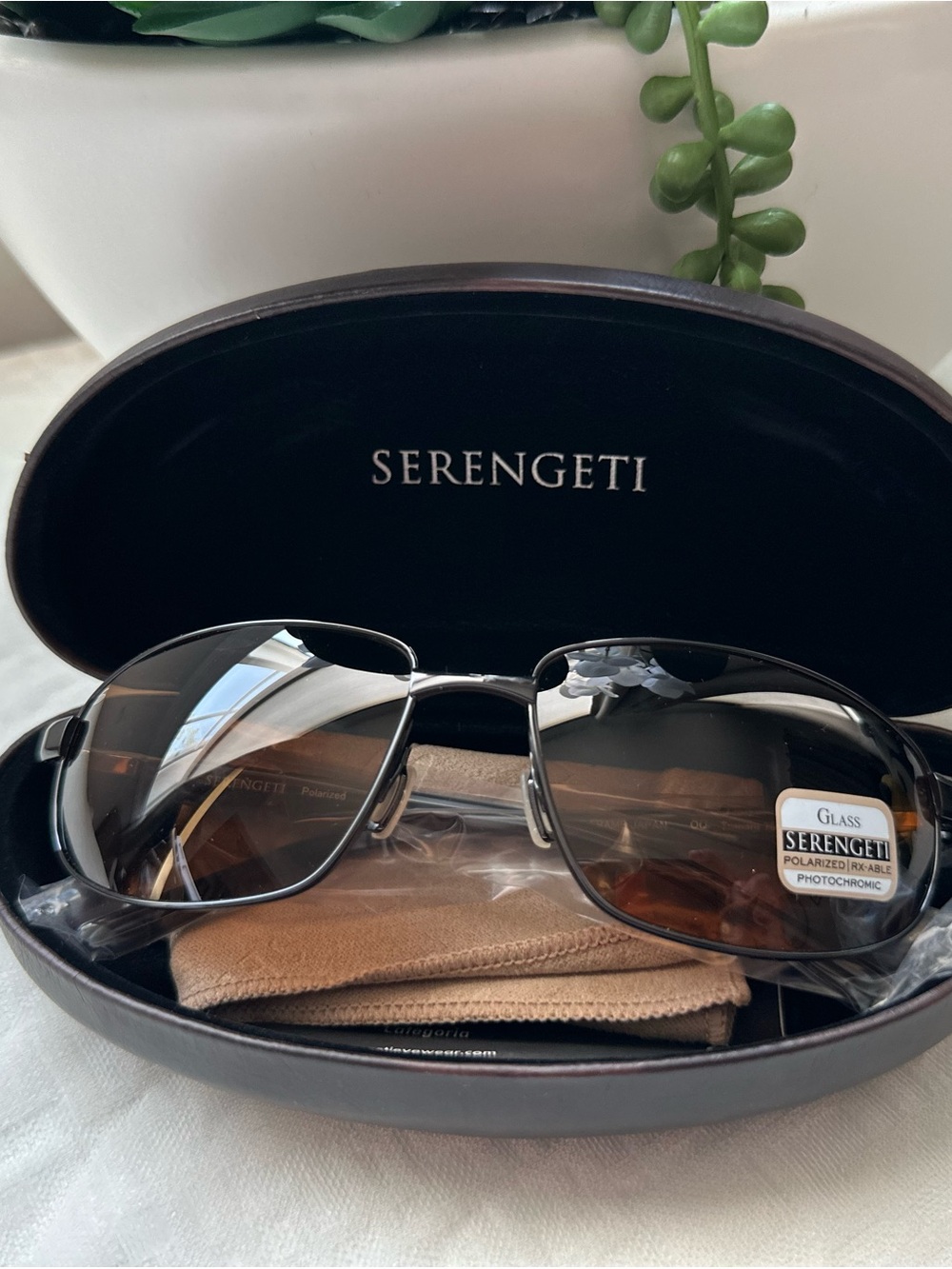 Serengeti 7598 Trapani Shiny Gun Grey Drivers Brown Polarized Sunglasses *New*